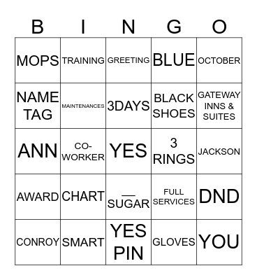 YES! Bingo Card