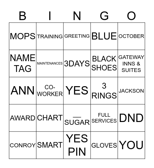 YES! Bingo Card