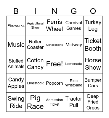 State Fair Bingo Card