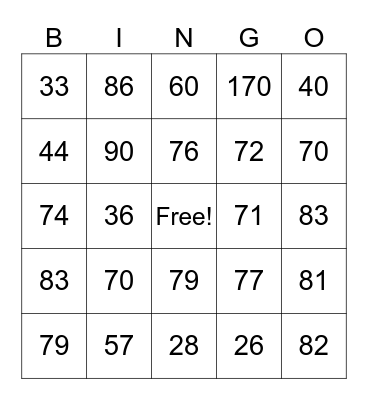 2-Digit Addition (Regrouping) Bingo Card