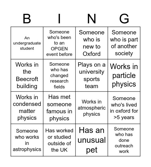 OPGEN Bingo Card