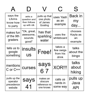 Cochran Bingo Card