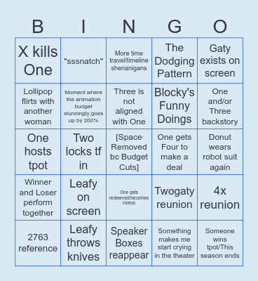TPOT 20 BINGO Card