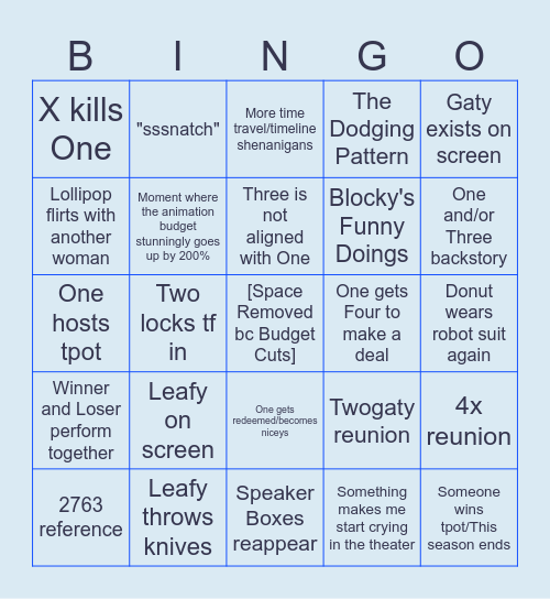 TPOT 20 BINGO Card