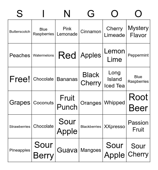 99 Bingo Card