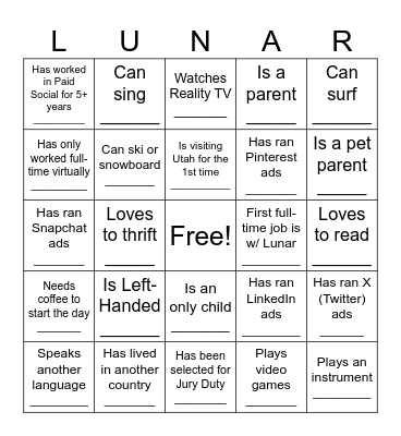 FIND SOMEONE WHO Bingo Card
