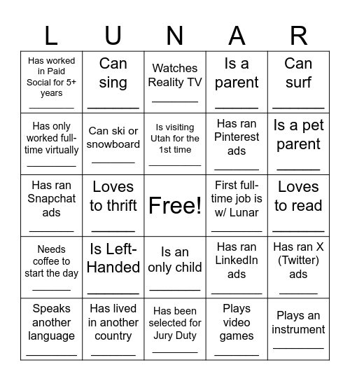 FIND SOMEONE WHO Bingo Card