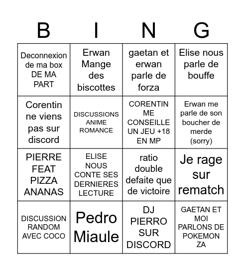 Dimanche Discord Bingo Card