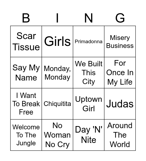 Bingló Round 2 Bingo Card