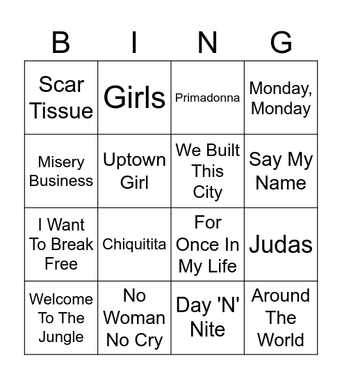 Bingló Round 2 Bingo Card