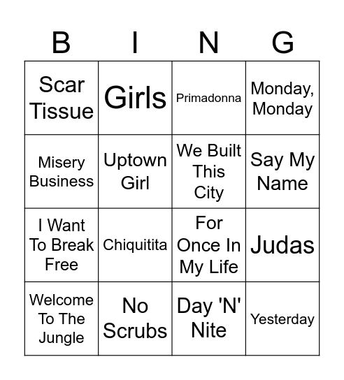 Bingló Round 2 Bingo Card