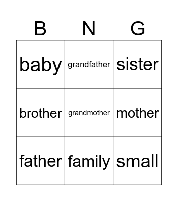 family Bingo Card