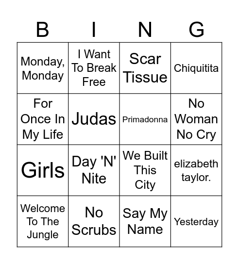 Bingló Round 2 Bingo Card