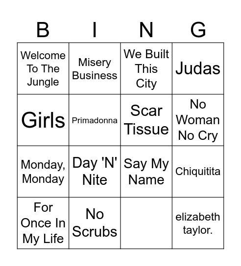 Bingló Round 2 Bingo Card