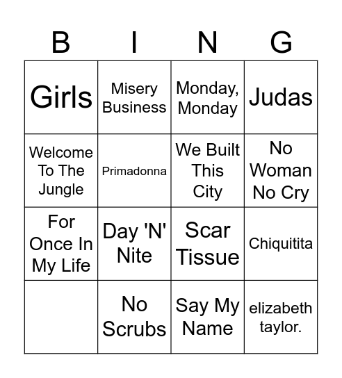 Bingló Round 2 Bingo Card