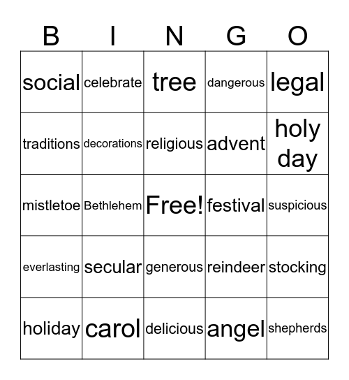 CHRISTMAS Bingo Card