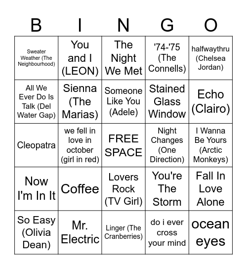 october obsessions Bingo Card