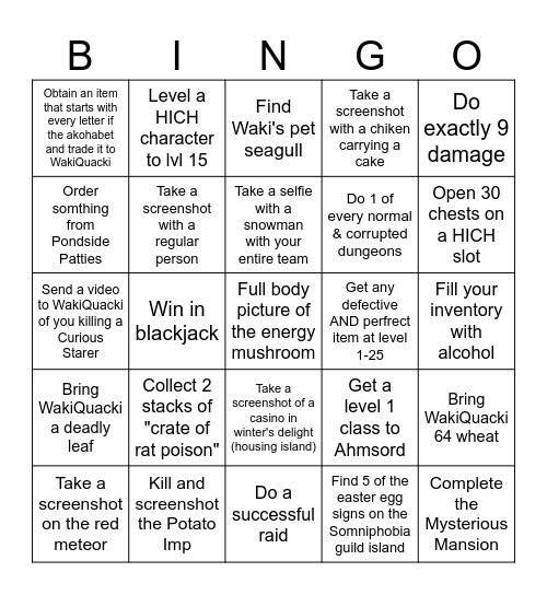 SNOZ BINGO Card