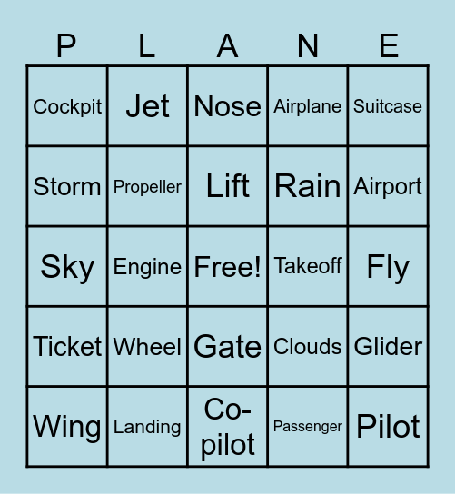 Aviation Bingo Card