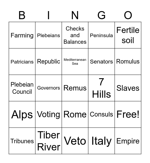 Roman Republic BINGO Card