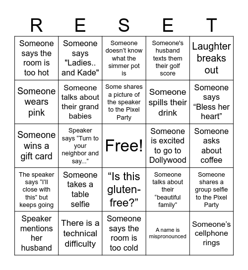 Reset Bingo Card