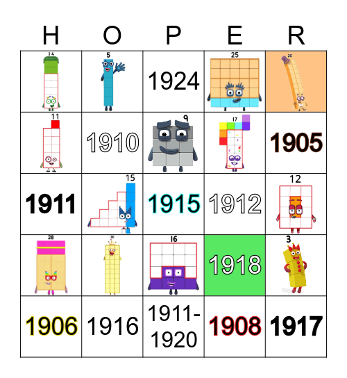 Number blocks Bingo Card