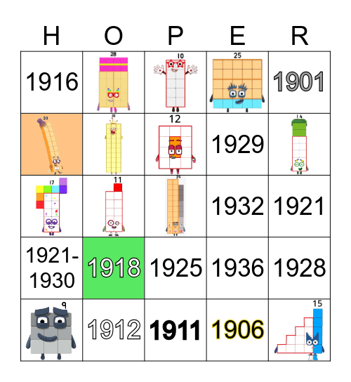 Number blocks Bingo Card