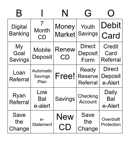 Cross-Sales Bingo Card
