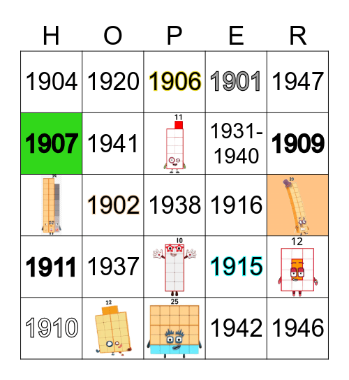 Number blocks Bingo Card