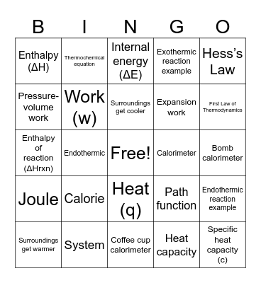 Ch 6 Bingo! Bingo Card