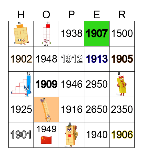 Number blocks Bingo Card