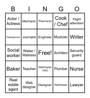Jobs Bingo Card