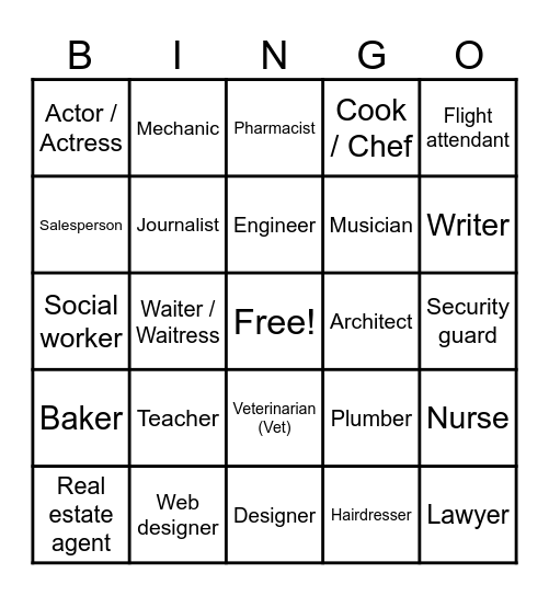 Jobs Bingo Card