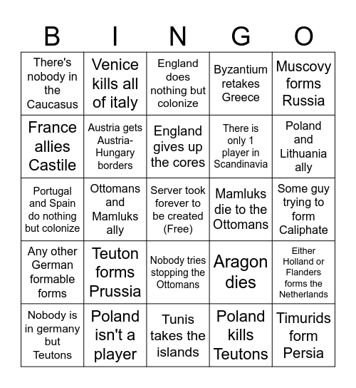 Universalis Remastered Bingo Card