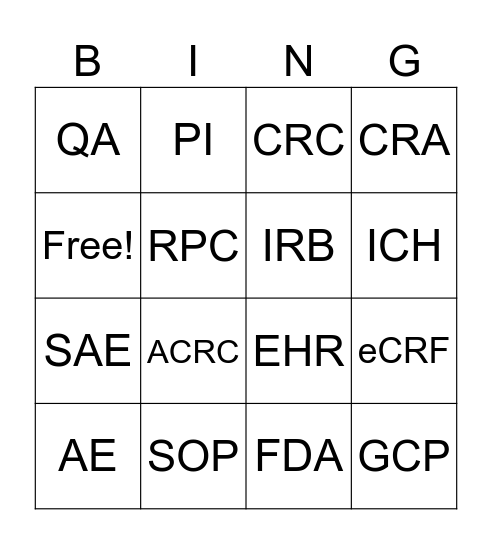 Bing bong Bingo Card