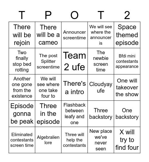 Tpot 20 bingo card Bingo Card