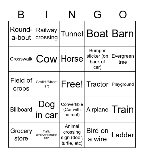 Travel Bingo! Bingo Card