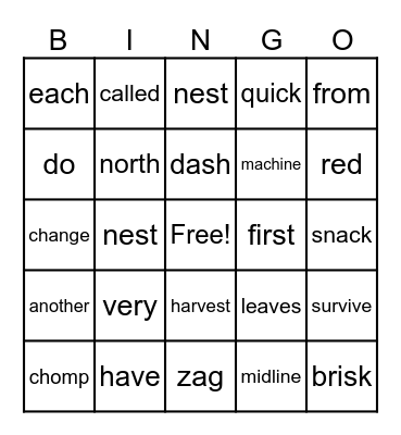 Season of Change Bingo Card