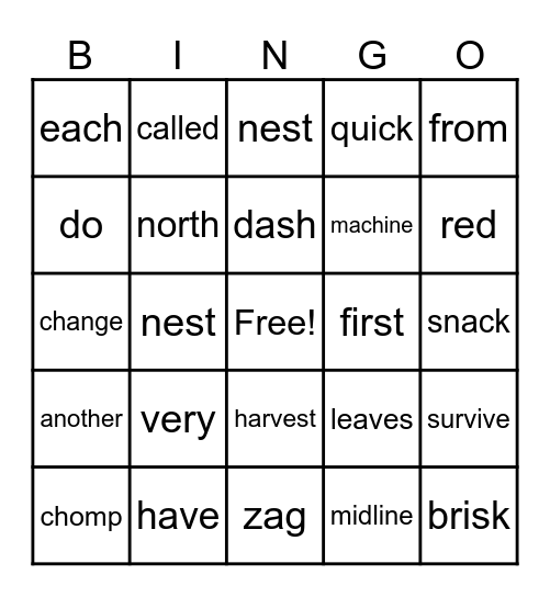 Season of Change Bingo Card