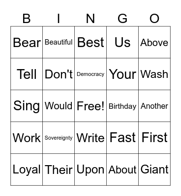 3rd grade Vocab Bingo Card