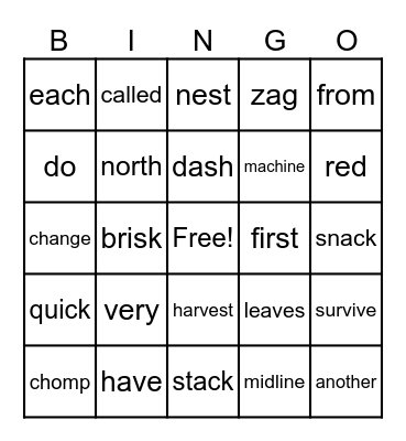 Season of Change Bingo Card