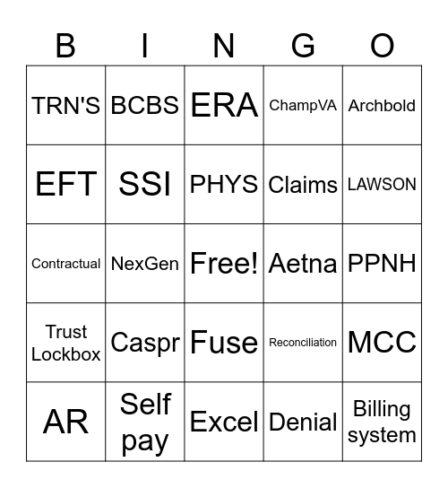 PFS Week Bingo Card