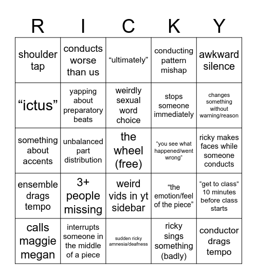MUS352 bingo Card