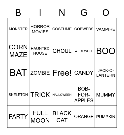 HALLOWEEN Bingo Card