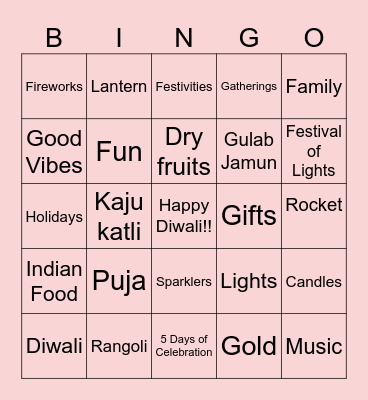 Diwali Bingo Card