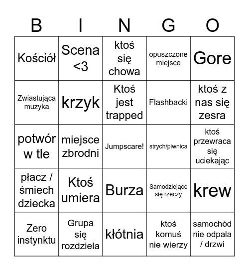 Horror! Bingo Card