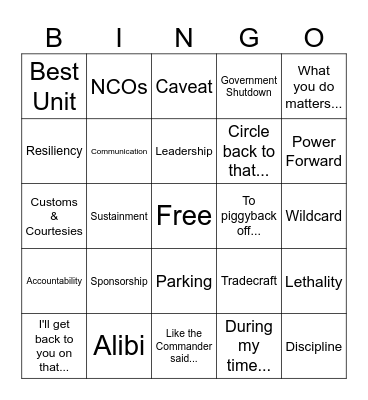 66th Town Hall Bingo Card