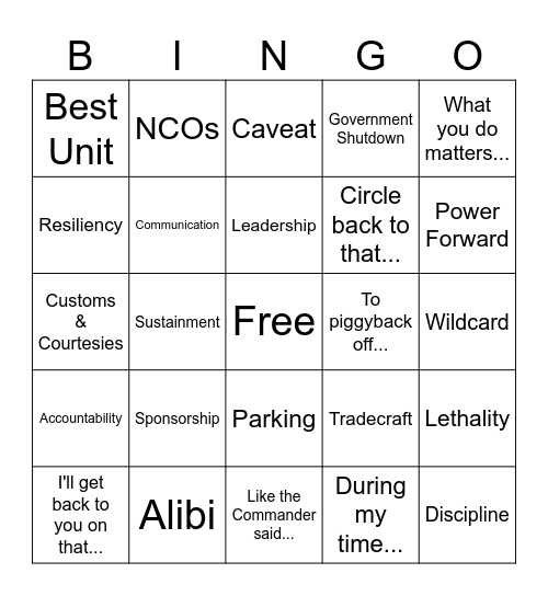 66th Town Hall Bingo Card