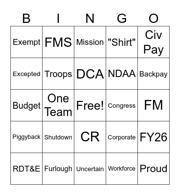 All Call Bingo! Bingo Card