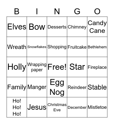 CHRISTMAS BINGO Card